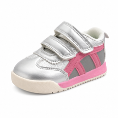 Baby Girl Silver Casual Joggers with Pink
