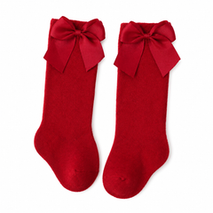 Baby Girl Long Socks with Red Bow