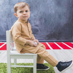 Baby Boy Rust Wash-N-Wear Kurta Trouser Set