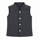 Baby Boy Dark Grey Waistcoat For Kurta Trouser