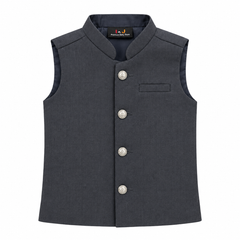 Baby Boy Dark Grey Waistcoat For Kurta Trouser
