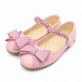 Baby Girl Pink Shimmer Pumps with Bow