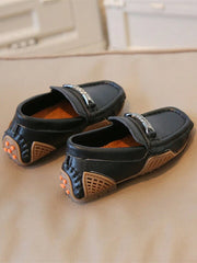 Boys Metal Decor Black Loafers