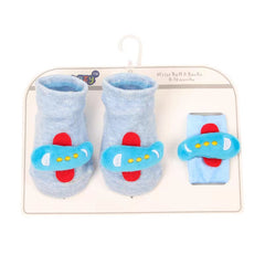 Booties & Wrist Band Blue Aeroplane