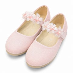 Baby Girl Pink Party Pumps with Flowers