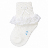 Baby Girl Off-White Frill Bow Socks