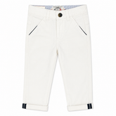 Baby Boy White Cotton Pant with Adjustable Waist