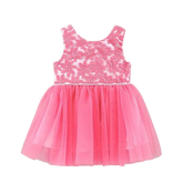 Floral Frock Girls Party Wear-Pink