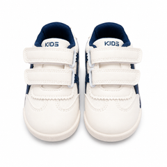 Baby Boy White Casual Joggers with Blue Detail