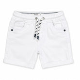 Baby Boy Round Lastic Cotton Short - White