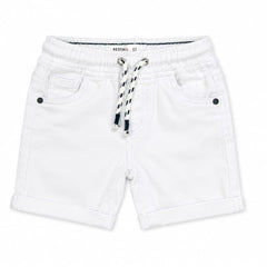 Baby Boy Round Lastic Cotton Short - White