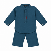 Baby Boy Steel Blue Boski Kurta Trouser Set