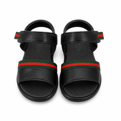 Black Sandal With Red Stripes