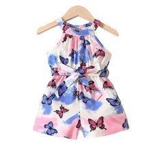 Butterfly Jump Suit-Baby Girl Colourful Sleeveless Jumper