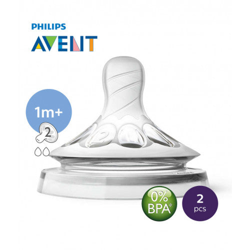 Philips AVENT Natural II Teat Slow Flow 1M+2H PK2 SCF652/23