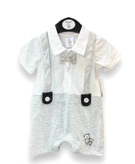 Infants White Formal Bow Romper