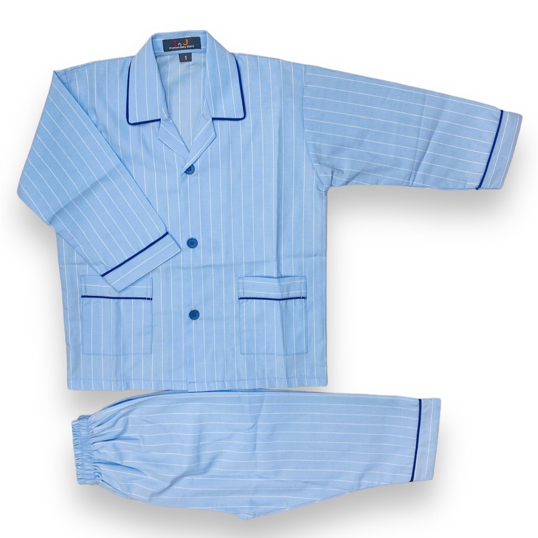 Blue Lining Cotton Night Suit – Infants Juniors