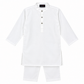 Baby Boy White Cotton Kurta Trouser Set