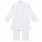 Baby Boy Self Lining White Kurta Trouser Set