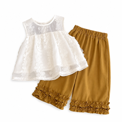 White top and bronze bottom 2PC suit