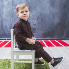 Baby Boy Brown Wash-N-Wear Kurta Trouser Set