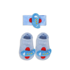 Booties & Wrist Band Blue Aeroplane