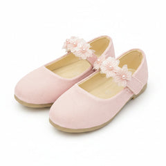 Baby Girl Pink Party Pumps with Flowers