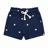 Baby Girls Round Lastic Golden Hearts Shorts