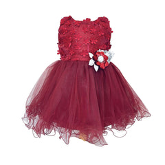 Baby Girl Maroon Floral Frock