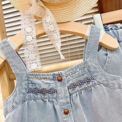 2PC Embroidered Cowboy Tank Top with Wide Leg Pants