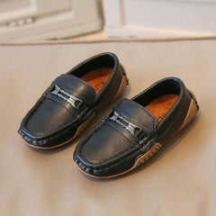 Boys Metal Decor Black Loafers