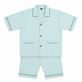 Green Stripes Half Sleeves Cotton Night Suit