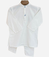 White Self Lining Kurta Shalwar