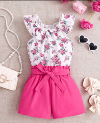 2PC Floral Ruffle Top & Short