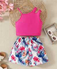 2PC Pink Floral Suit