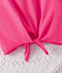 2Pc Pink Tank Top with Stripes Short