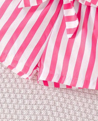 2Pc Pink Tank Top with Stripes Short