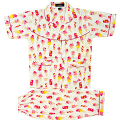 Half Sleeves Ice cream Cotton Night Suit