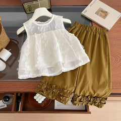 White top and bronze bottom 2PC suit