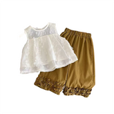 White top and bronze bottom 2PC suit