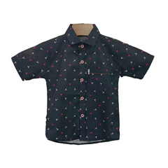 Black Polo Front Open Shirt
