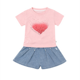 Baby Girl 2PC Cotton T-Shirt & Denim Shorts Set