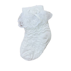 Baby Girl White Frill Bow Socks
