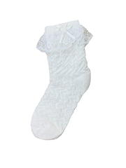 Baby Girl White Frill Bow Socks