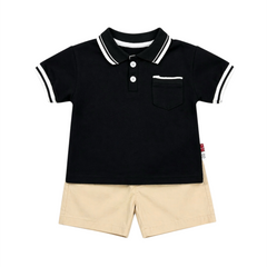 Baby Boy 2PC Black Polo & Short Set
