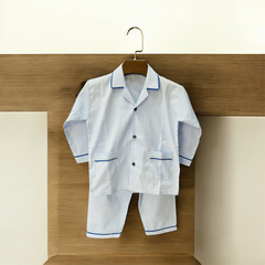 Blue Stripes Cotton Night Suit
