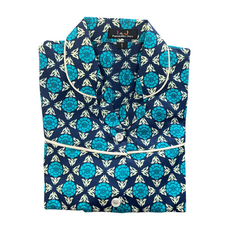 Teal Blue Cotton Night Suit