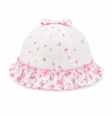Baby Girls Soft Cotton Frill Cap – Breathable Lightweight Summer Hat for Infants