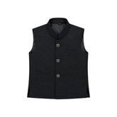 Baby Boy Black Waistcoat For Kurta Trouser