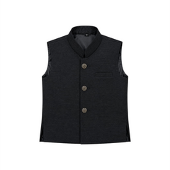 Baby Boy Black Waistcoat For Kurta Trouser